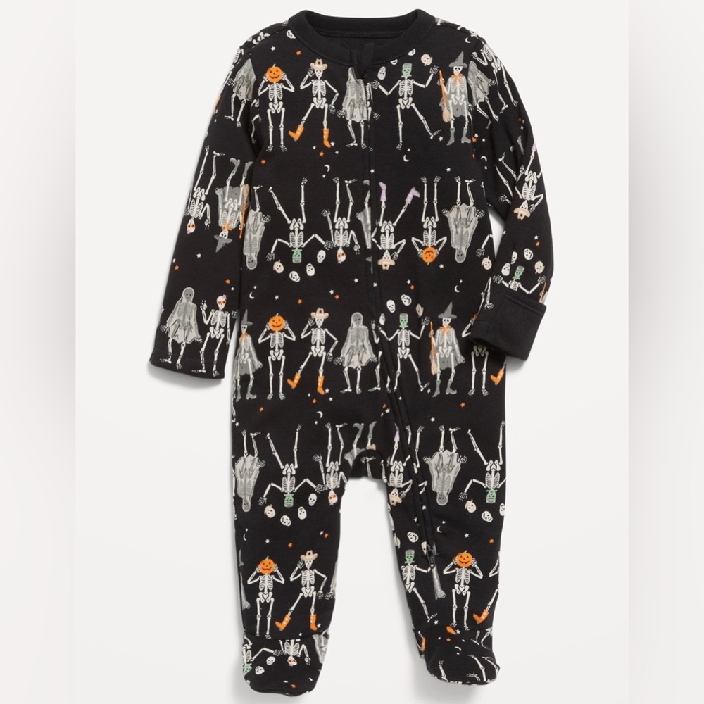 Old Navy Baby Skeleton 2-Way Zip Footed Sleeper 3-6M